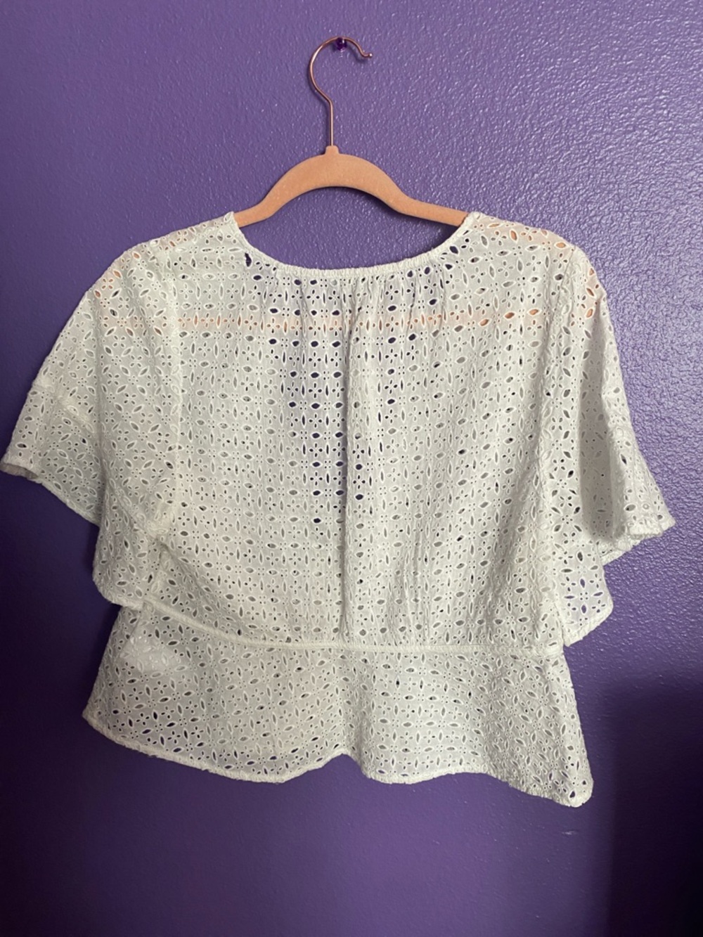 Madewell White Eyelet Tie-Front Peplum Blouse - Picture 6 of 12